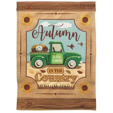 RECINTO 29 x 42 in. Truck Autumn in the Country Double Applique Garden Flag RE3458077